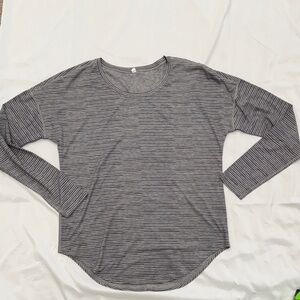 Lucy Final Reps Long Sleeve Tee—Medium—Charcoal/Gray Heather Stripes
